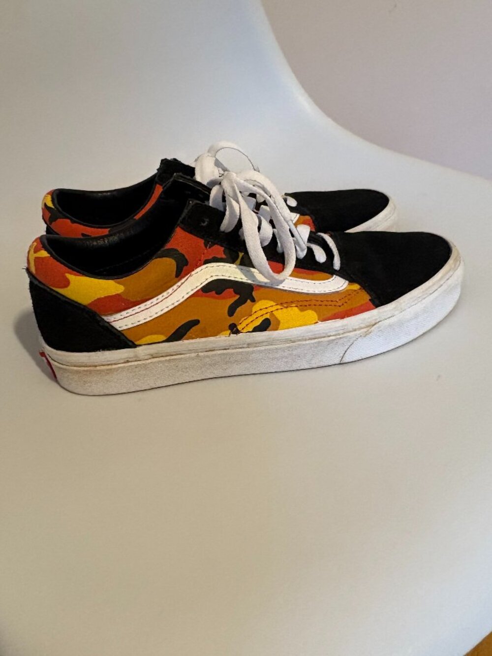 Vans Old Skool Pop Camo Spicy Orange Black Sneakers Womens 8 Streetwear Skater